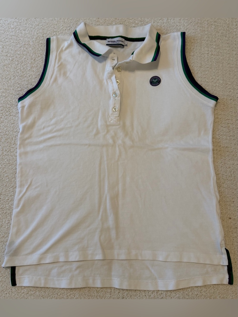 Wimbledon Sleeveless Polo Shirt Size M White